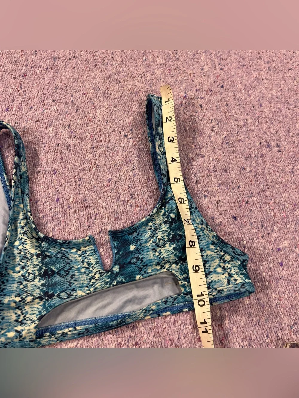 Frankie's Bikinis Swim Top Blue Snake Print Size Small